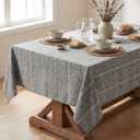 Horaldaily Grey Cotton Blend Tablecloth 52×70 Inch Rectangular, Farmhouse Style, Wrinkle Resistant Washable Table Cloth, Hemstitched Embroidery Table Cover for Home