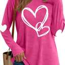 Valentines Day Shirts Women Love Heart T-Shirts Casual Long Sleeve Valentines Day Graphic Tees Tops (Small, Pink2)