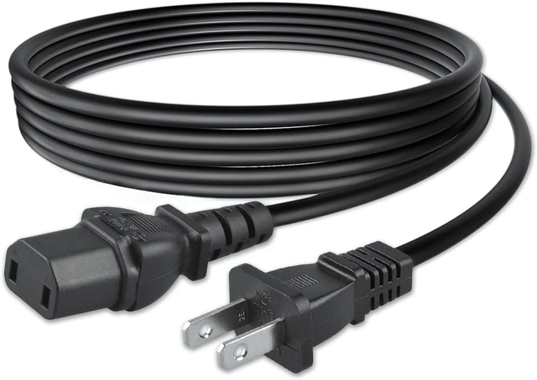 6.6ft/2m UL Listed 2-Prong AC Power Cord Cable Lead Replacement for Sony KDL-40VL160 KDL-40W4100 Bravia TV LED 2-Slot Non-Polarized 10A 125V 18AWG