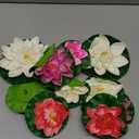 10PCS 3 Sizes Artificial Foam Lotus Floating Flowers with Water Lily Pad Ornaments for Home Garden Pond Decor Pools Water Decorations, Pink and White