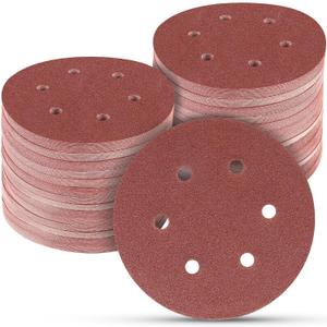 100 PCS 6 Inch Sanding Discs 80 Grit, 6 Hole Hook and Loop Sandpaper, Round Orbital Sand Paper Discs for Sander