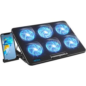 AIMIUZI Laptop Cooling Pad, Gaming Laptop Cooler with 6 Quiet Fans, Laptop Fan Cooling Pad Fits 12-17 Inch Laptop, USB Port Powered, 7 Adjustable Height (Black)