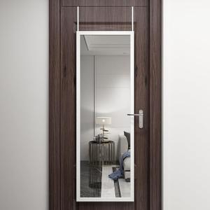 Over The Door Full Length Mirror Wall Mounted Hanging Full Body Length | 48*16"Mirror with 2 Metal Hangers for Bedroom Living Room Bathroom White
