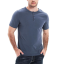 Men Short Sleeve Henley T Shirt Casual Fit with Button Shirt XL