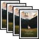 Giftgarden Black 12x18 Picture Frame Set of 4, Matted to 11x17 Picture with Mat or 18x12 Poster without Mat, Wall Hanging Display (17x11)