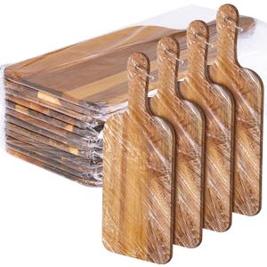 Patelai 12 Packs Wooden Cutting Board Set with Handles Large Kitchen Serving Plain Chopping Board Bulk Gifts for Mom for Vegetables Meat Pizza Cheese Fruit Bread(Acacia Wood,15 x 7 Inch)