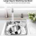 Stainless Steel Washing Up Bowl, Multi-Purpose Dish Tub for Sink, Large Square Container for Kitchen, Vegetable Washing Basin, Multi-functional Metal Dishpan for Home