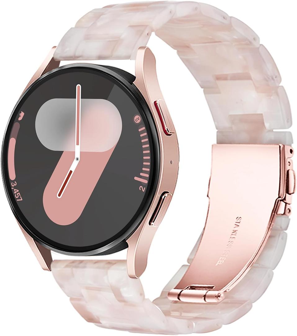 Resin Bands Compatible with Samsung Galaxy Watch 7 FE 6 5 40mm 44mm/Pro 45mm,Galaxy Watch 4 40/44mm,Galaxy Active 2 40/44mm,20mm Band for Galaxy Watch 6 4 Classic 42mm 43mm 46/47mm Watch 3 41mm Women
