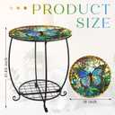 Cinnvoice Outdoor Side Table Round Small Mosaic Patio Accent Indoor End Plant Coffee Tea Table for Yard Patio Porch Garden Living Room, Bedroom(Butterfly Style,18 Inch)