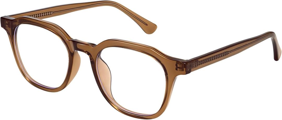 Dollger Blue Light Blocking Glasses For Woman Men Thick-Framed Square Non-Prescription, For Computer,Gaming, Phone Use (Brown Tea)