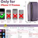 Wallet Case for iPhone 17 Pro Max with Card Holder/Crossbody Wallet/Strap,[RFID Blocking][Magnetic] PU Leather Phone Case for iPhone 17 Pro Max,6.9 in,Purple