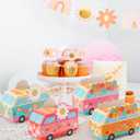 ANGOLIO 12Pcs Groovy Party Favor Boxes Groovy Hippie Peace Bus Centerpiece Birthday Party Decorations Peace Signs Daisies Rainbows for Baby Girls Kids Boho Hippie Birthday Decoration Supplies