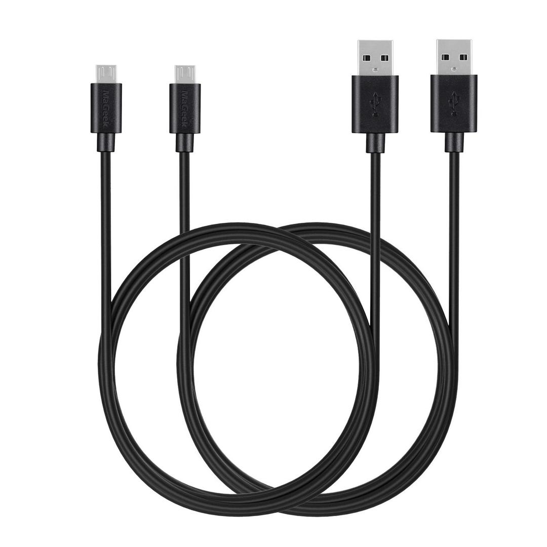 MaGeek Premium Micro USB Cable High Speed USB 2.0 A Male to Micro B for Samsung, HTC, Sony, Motorola, LG, Google, Nokia and More (Pack of 2, 6ft_Black)