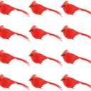12 Pcs Cardinal Birds for Crafts, Christmas Artificial Red Birds Clip, Mini Cardinal Clip On Christmas Tree Ornaments Artificial Red Bird Decoration Bird Craft Ornament