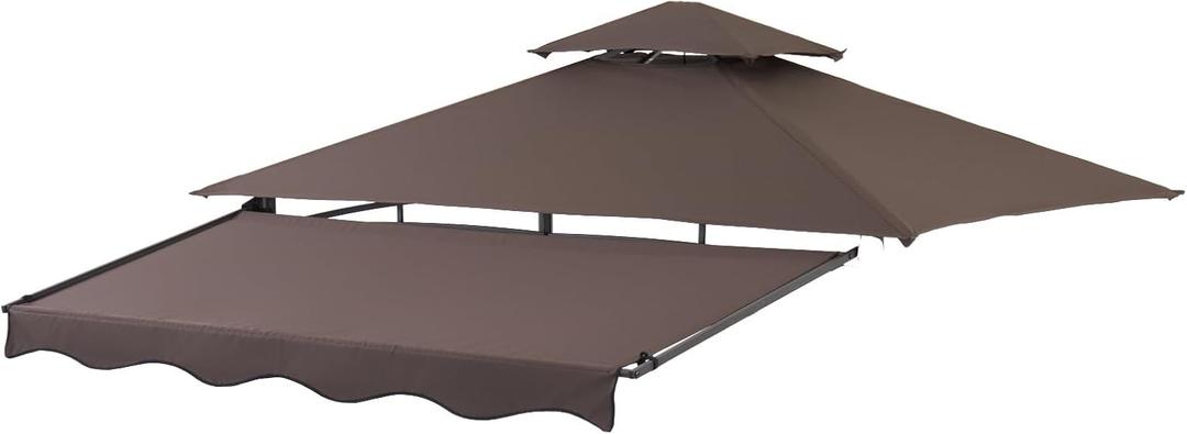 CHARMELEON 8'x8' Grill Gazebo Replacement Cover Canopy Top&Awning -Brown (Fabric only; Metal Parts not Included)