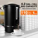 Commercial Coffee Urn, 110-Cup 16L Fast Brew Stainless Steel Hot Beverage Dispenser Electric Hot Water Urn for Wedding, Party, Catering with Easy Cleaning. Black Dispenser (Double Wall)