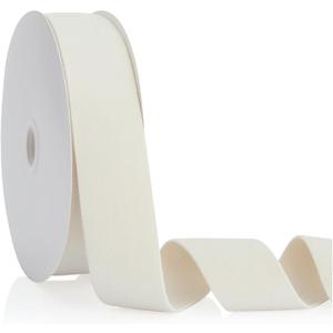 Ivory Velvet Ribbon Double Faced 1.5 inch Continuous 20 Yards Use for Christmas Tree Ornaments, Gift Wrapping, Wreath Decoration, Wedding Boutonnieres, Handmade Crafts Bow Making