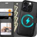 OCASE for iPhone 16 Pro Case Detachable Wallet Case with Card Holder, 2 in 1 Pu Leather Flip Folio with RFID Blocking Stand Wrist Strap Shockproof Phone Cover 6.3 Inch 2024, Graphite