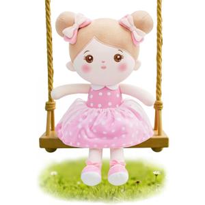 OUOZZZ 12.6" Soft Baby Doll - Toys for 1 Year Old Girl Gifts, Birthday Gifts for 1 Year Old Girl Plush Toys Gift for Toddler Kids Pink Dress