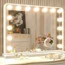 Keonjinn White Vanity Mirror with Lights 23" x 18", 15 LED Bulbs Hollywood Makeup Mirror with 2 Replacement Bulbs, 3-Color Lights, Aluminum Metal Frame, USB Charging Port for Gift Birthday Anniversary