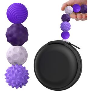 BUSOHA Silicone Fidget Balls - 4 Pack Fidget Toys Adults Sensory Toys Stress Balls for Adults Teens Gifts for Calming,Autism and ADHD Classroom Office (1.2 Inch, Purple)