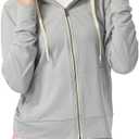 Women's Stretch Athletic Full Zip Hoodie - Kangaroo Pockets, Comfort Workout Jacket for Active & Relaxed Days (Gray, M)