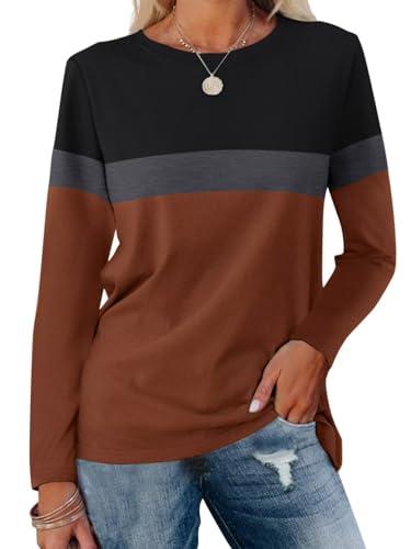 ORANDESIGNE Women's Long Sleeve Color Block Tunics Tops Casual Crew Neck Fall Shirts Blouses XXL ORANDESIGNE Women's Long Sleeve Color Block Tunics Tops Casual Crew Neck Fall Shirts Blouses XXL