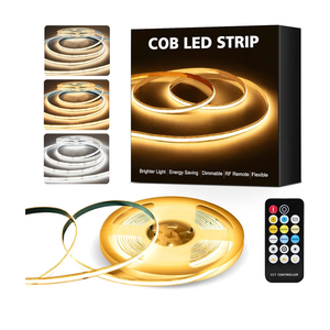 COB LED Strip Lights, 16.4Ft Dimmable White(2700K-6500K) LED Lights for Bedroom with RF Remote, 24V Ultra Bright 2800 LEDs High Density Under Cabinet Lighting for DIY TV LED Backlight Mirror Kitchen