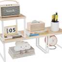 Aothia Wood Desktop Shelf for Top of Desk - 2-Tier Adjustable Bookshelf Organizer, Freestanding Stackable Shelves for Office, Home, Kitchen Counter (Oak)