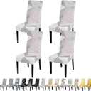 JQinHome White Chair Covers for Dining Room Set of 4, High Stretch Removable Washable Parsons Chair Slipcover for Home Party Hotel Wedding Ceremony (4PCS, Geometric)