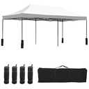10x20fT Pop-Up Canopy Tent – Adjustable Height Outdoor Gazebo, Quick Setup with Sandbags, Ground Stakes & Ropes, Perfect for Outdoor Activities, White