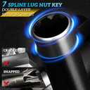 7 Spline Lug Nut Socket Set,3 Piece Lug Nut Key Kit 5/8" 11/16" 3/4" for M14x1.5, M14x1.5, M14x2 Tuner Lug Nuts Removal Tool Kit with Hard Case,Double Layer Reinforcement,Cr-Mo Steel (3 Piece Set)