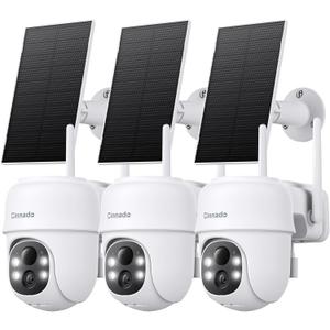 2K Cameras for Home Security-2.4G WiFi Outdoor Camera Wireless Solar/Battery Powered, 360 Viewing, Human Detection, Color Night Vision, Cloud/SD Storage B6 (B6-White-3pack-2.4G)