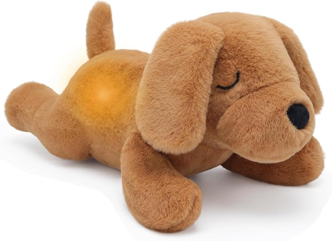 IUTOYYE Dog Breathing Stuffed Animal Anxiety Relief, Musical Dog Plush with Realistic Breathing Rhythmic Music and Lights Anxiety Animal Stuffe