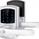 Signstek Keyless Entry, Digital Smartcode Door Lock for Front Door, Keypad Door Lock with Handle and Security Key, Touchscreen, Easy Installation, Silver