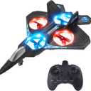 Foam RC Plane Drone for Kids, Remote Control Airplane Fighter Jet with LED Light, Auto Hover, 360Flip, 2 Batteries (16 Mins Flight), Easy to Fly for Beginners