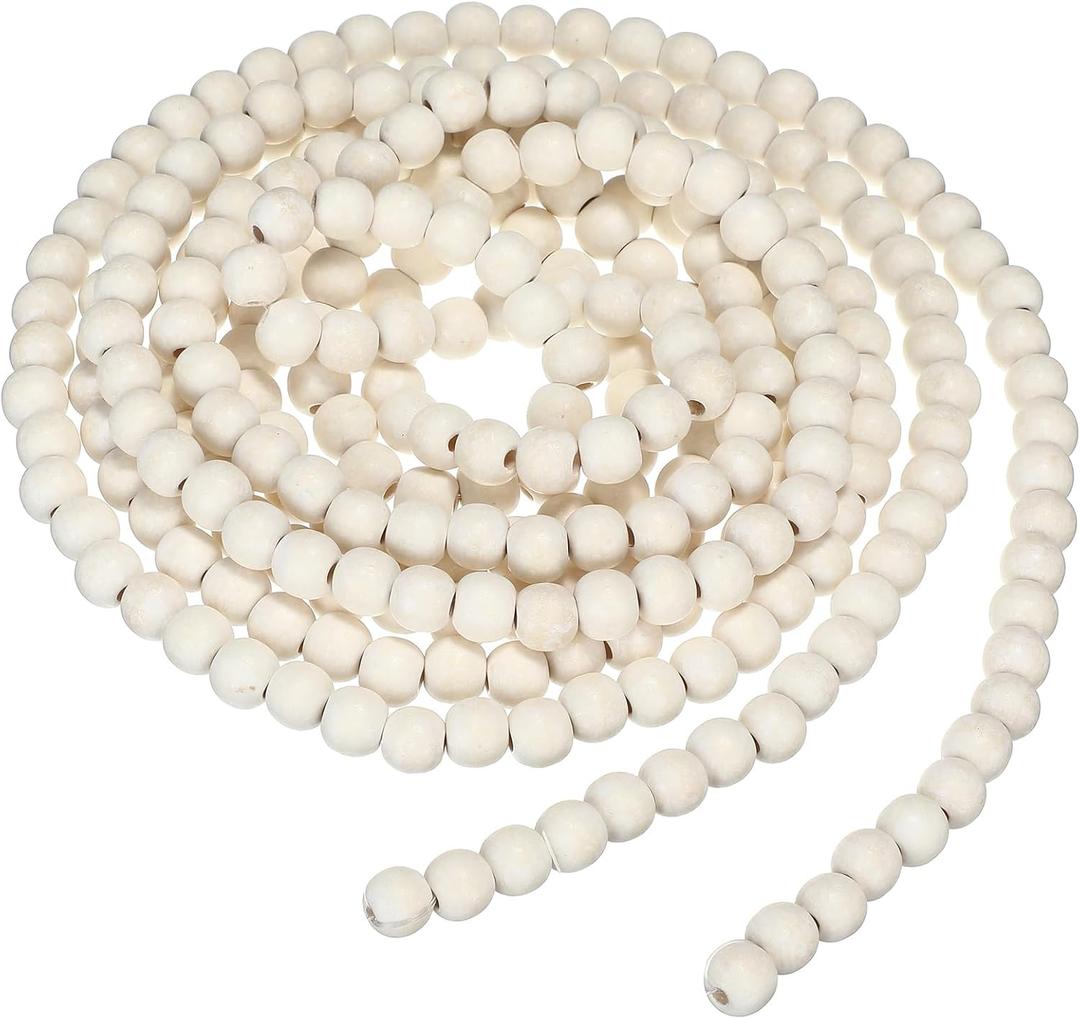 Christmas Wooden Bead Garland Wood Bead Garland Christmas Tree Decorations for Holiday Favors, 12 Feet(White)