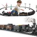 Classic Model Train Set Toy with Steam and Sound, Electric Train for Under The Trees, Cargo Car for Boys & Girls 3 4 5 6 7 Years