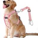 Dog Seat Belt, Safety Vest Dog Car Harness with Adjustable Buckle Dog Seat Belt for Vehicle Nylon Pet Safety Seat Belts Heavy Duty(L, Pink Daisy)
