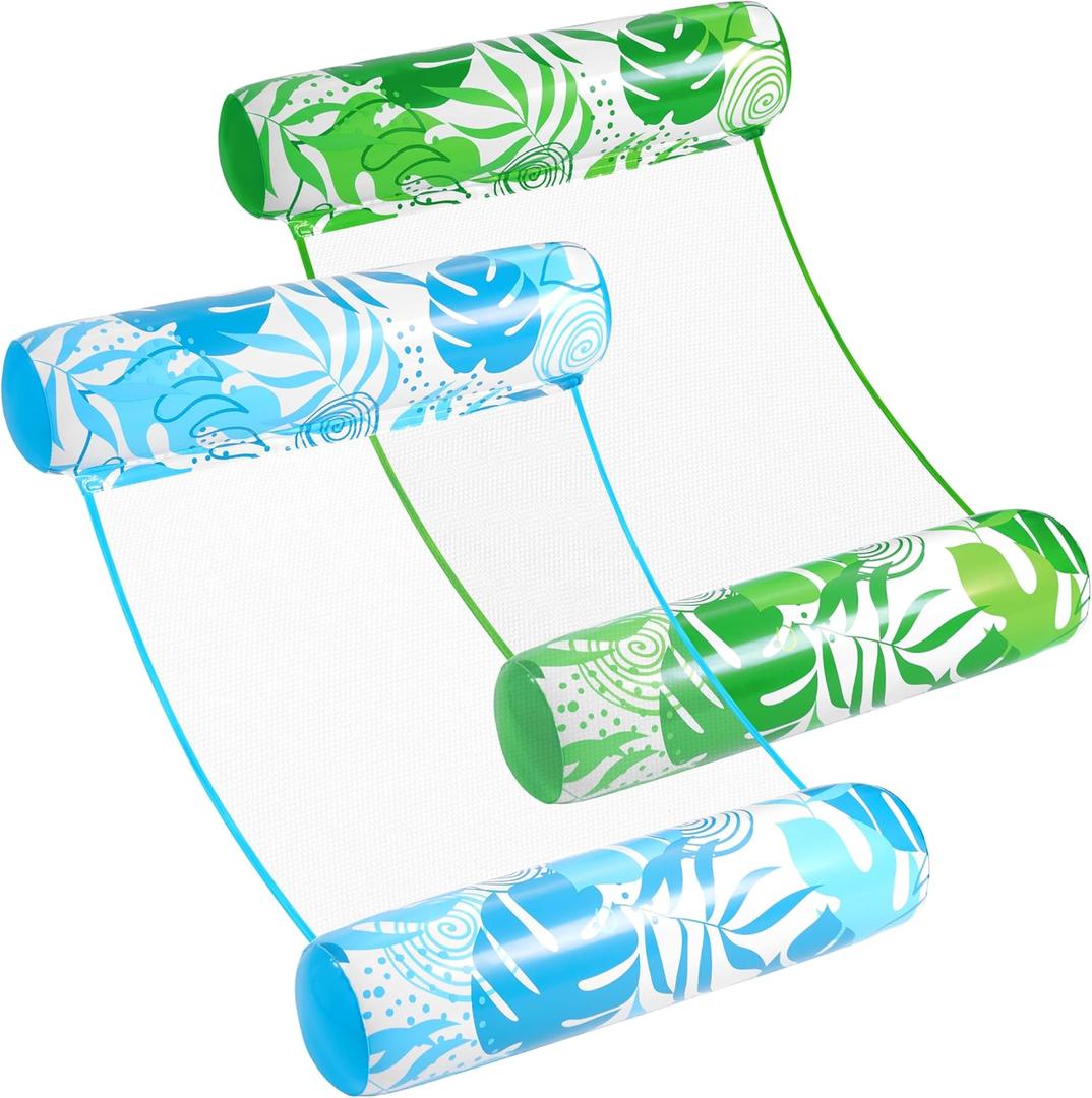 SLOOSH 2 Packs Hammock Pool Floats Adults, 4-in-1 Multi-Purpose Inflatable Pool Floats PVC Water Hammock Lounge Floaties