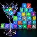 Light Up Ice Cubes, 96 Pack Multi Color Led Ice Cubes for Drinks IP67 Waterproof Reusable Glowing Flashing Changing Lights Water Activated Drink Lights for Cocktails Christmas Party Bar Wedding