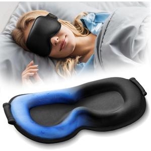 3D Weighted Cooling Gel Eye Mask for Sleeping, FSA Eligible Items HSA, 6oz Gel-Weighted Sleep Mask, 100% Blackout, Gentle Pressure & Cold Relief for Migraine, Ice Cold Mask for Travel Essentials