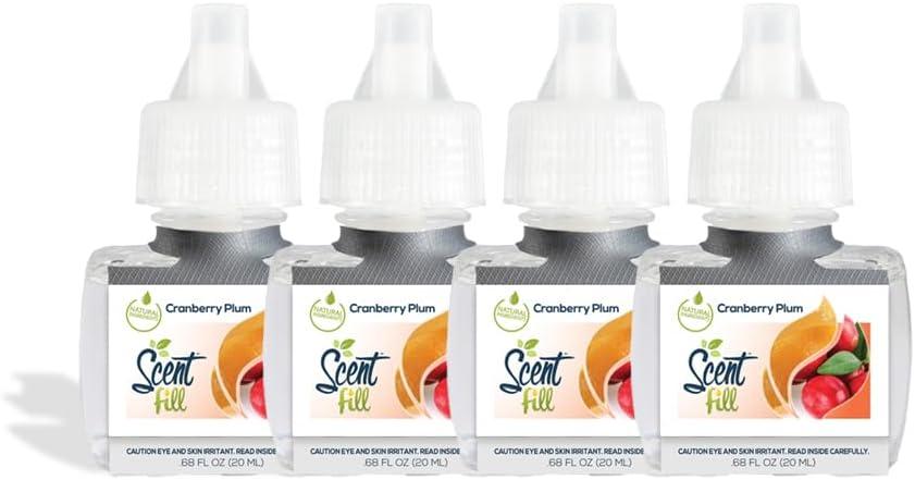 Scent Fill Cranberry Plum Plug in Air Freshener, Scented Oil Refills, 4 Pack