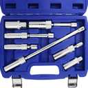 WORKPRO 7 PCS Magnetic Swivel Spark Plug Socket Set, Includes 9/16-inch, 5/8-inch, 13/16-inch, 14MM Thin Wall Sockets with 4, 6, 11-inch Extensions, 3/8" Drive with 12 Points, Magnetic Core