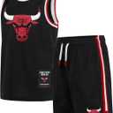 Ultra Game Boys NBA Official Super Soft Jersey Tank Top & Basketball Shorts Set (10-12, Black)