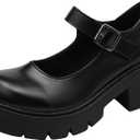 Women's Platform Mary Janes Chunky Heel Ankle Strap Uniform Dress Shoes Heeled Gothic Lolita Oxfords (9)