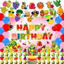 Fruit Theme Birthday Party Supplies Set - Fruit Birthday Party Decoration - Red, Green, Yellow, Orange - Birthday Banner, Garland, Cake Cupcake Toppers, Balloons