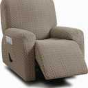 ULTICOR 4-Piece, 1 Seat Recliner Cover, Jacquared Stretch Reclining Chair Covers for 1 Cushion Reclining Sofa, Single Seat Recliner Couch Cover, Thick, Very Soft, Machine Washable (Style 2) (Taupe)