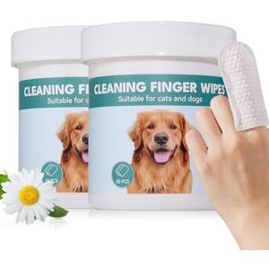 No Pawblems Natural Ear Wipes Finger for Dogs & Cats Comfy Finger Design | Clean Ear Wax, Debris & Dirt Gently | 100 Count Pack