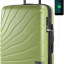 VANKEAN Carry On Luggage with Spinner Wheels & TSA Lock, Expandable Fashionable Hard Shell Suitcase airline approved20 Inch Carry-OnGreen